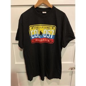 VINTAGE Republic of Colombia Suramerica Size XL Black Shirt Tee AS Collection